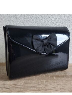 VINTAGE ANDE Evening Vintage Snap Front Black Bow Cross Body Bag